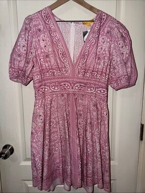 Flying Tomato Pink Paisley V-Neck Mini Dress